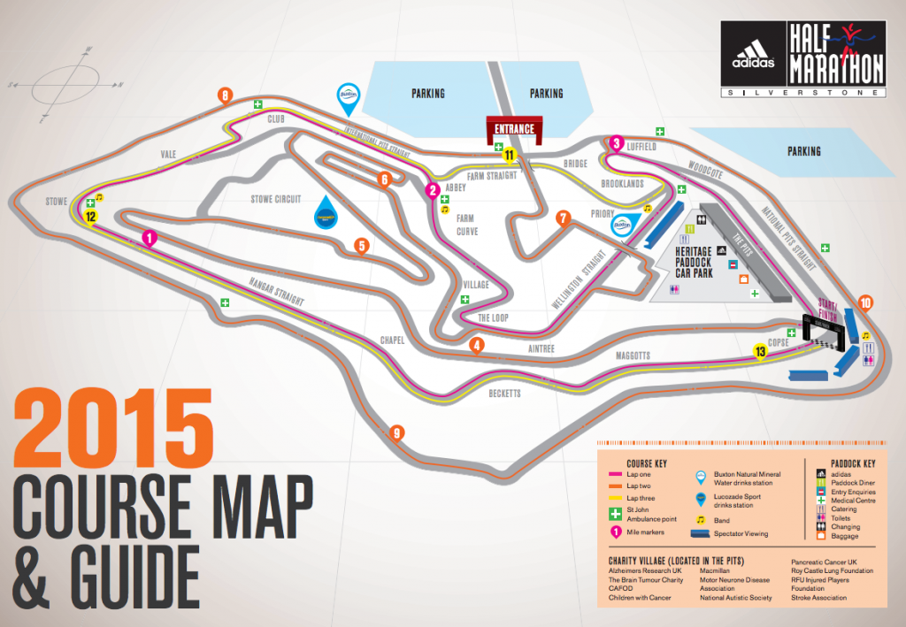 Adidas Silverstone Halfmarathon 2016 - Rute